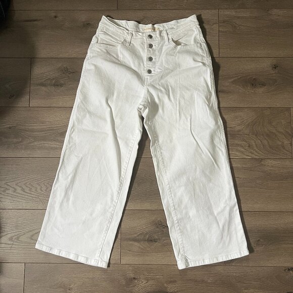 Levi Mile High Cropped Wide Leg White Jeans Size 31 - Picture 1 of 8